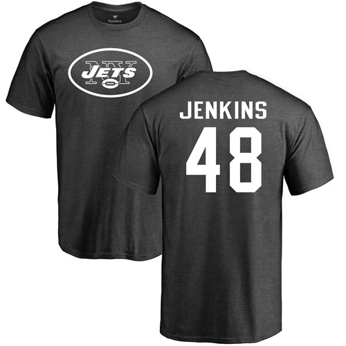New York Jets Men Ash Jordan Jenkins One Color NFL Football #48 T Shirt